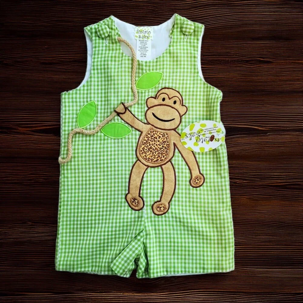NWT Potato Saks Monkey Shortalls - Size 18M
